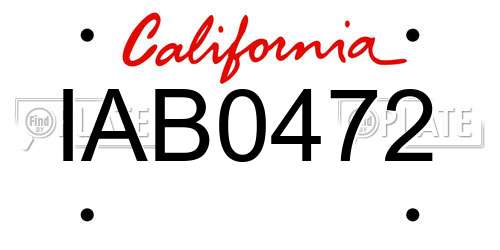 IAB0472 California License Plate