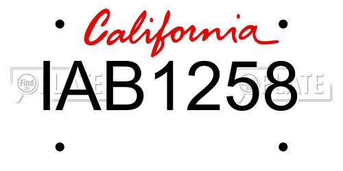 IAB1258 California License Plate