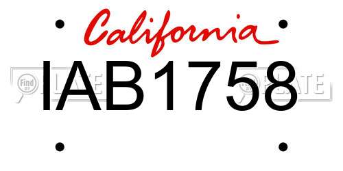 IAB1758 California License Plate