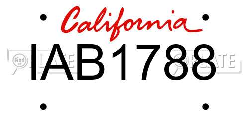 IAB1788 California License Plate