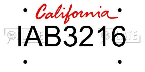 IAB3216 California License Plate