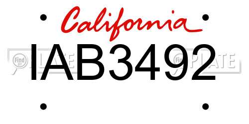IAB3492 California License Plate