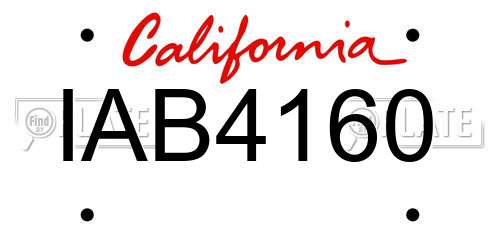 IAB4160 California License Plate