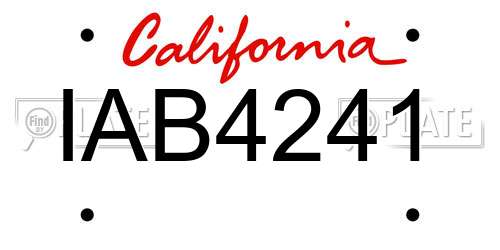 IAB4241 California License Plate
