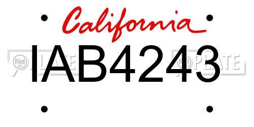 IAB4243 California License Plate