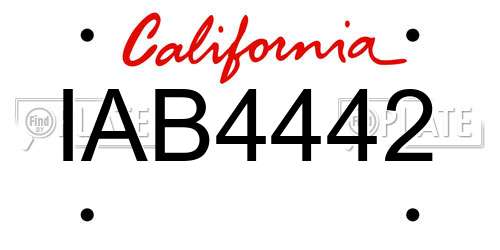 IAB4442 California License Plate