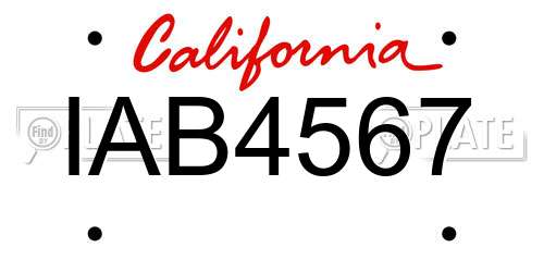 IAB4567 California License Plate