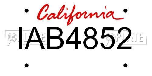 IAB4852 California License Plate
