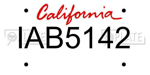 IAB5142 California License Plate