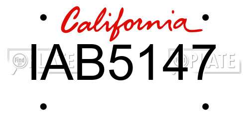 IAB5147 California License Plate