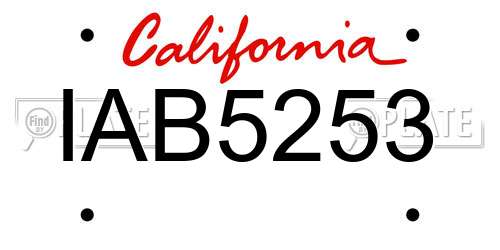 IAB5253 California License Plate