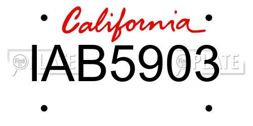 IAB5903 California License Plate