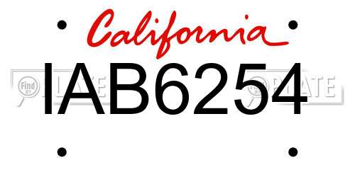 IAB6254 California License Plate