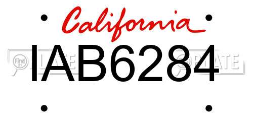 IAB6284 California License Plate