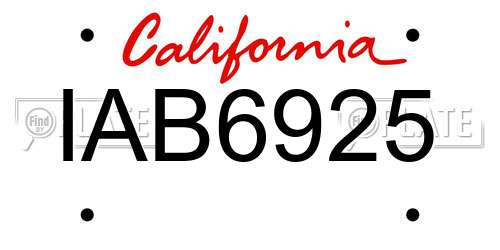 IAB6925 California License Plate
