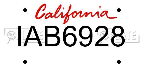 IAB6928 California License Plate