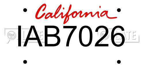 IAB7026 California License Plate