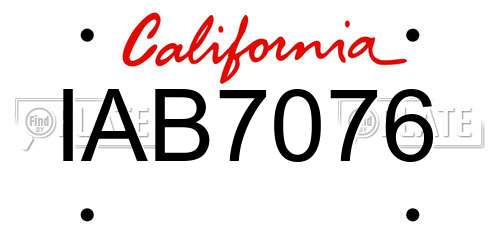 IAB7076 California License Plate