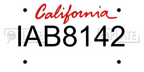 IAB8142 California License Plate