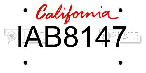 IAB8147 California License Plate
