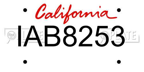 IAB8253 California License Plate