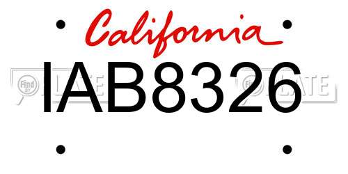 IAB8326 California License Plate