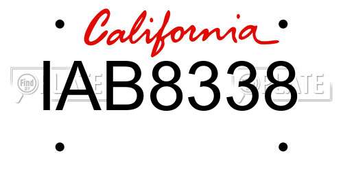 IAB8338 California License Plate