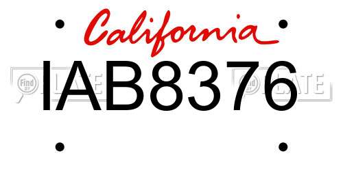 IAB8376 California License Plate