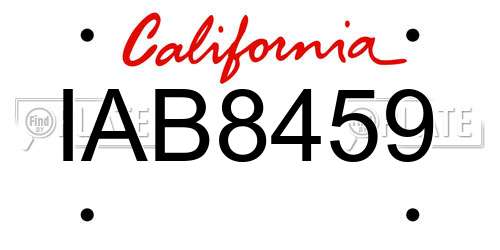 IAB8459 California License Plate