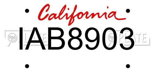 IAB8903 California License Plate