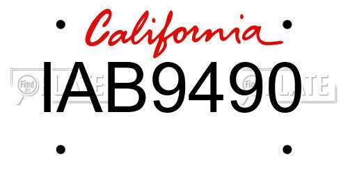 IAB9490 California License Plate
