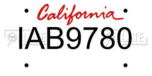 IAB9780 California License Plate