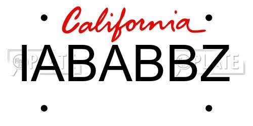 IABABBZ California License Plate
