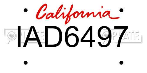 IAD6497 California License Plate