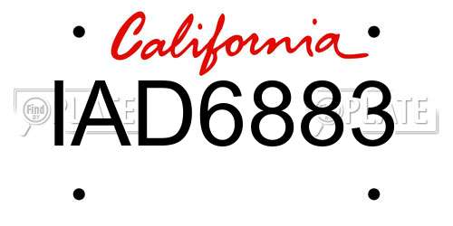 IAD6883 California License Plate