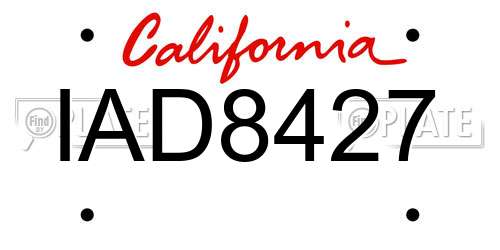 IAD8427 California License Plate
