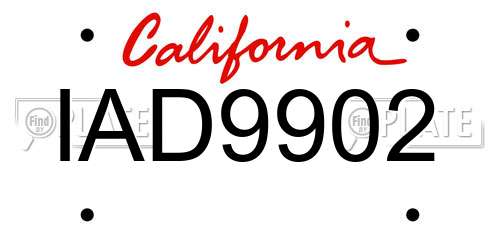 IAD9902 California License Plate