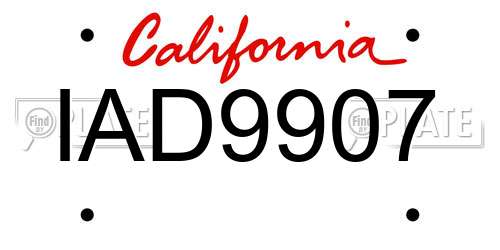IAD9907 California License Plate