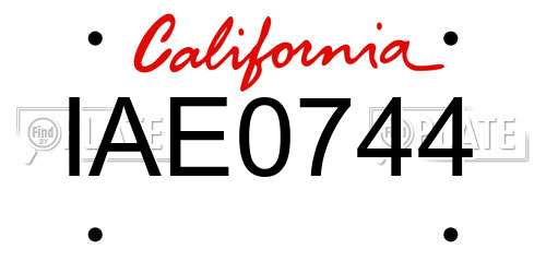 IAE0744 California License Plate