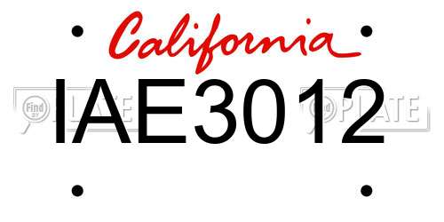 IAE3012 California License Plate