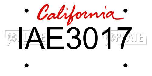 IAE3017 California License Plate