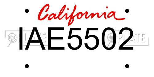 IAE5502 California License Plate