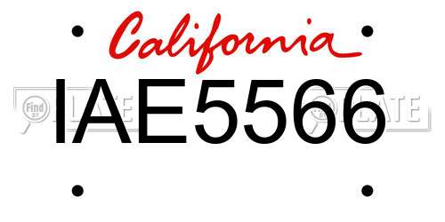 IAE5566 California License Plate