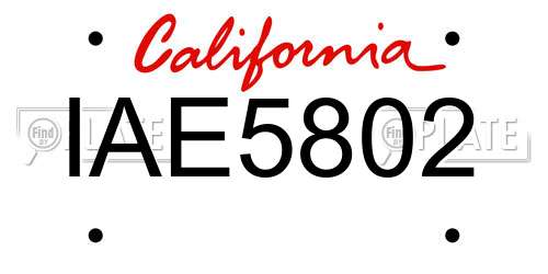 IAE5802 California License Plate