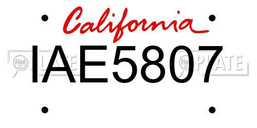IAE5807 California License Plate