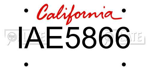 IAE5866 California License Plate