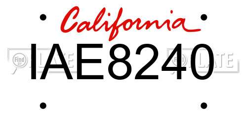 IAE8240 California License Plate