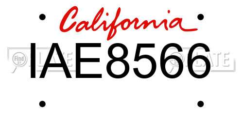 IAE8566 California License Plate