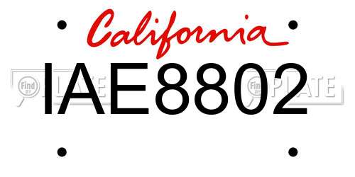IAE8802 California License Plate