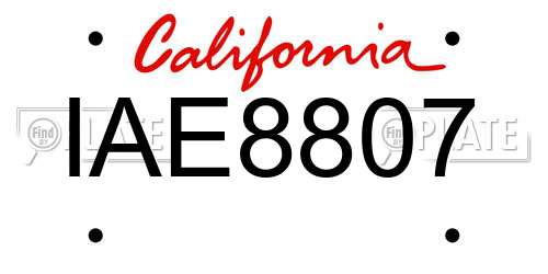 IAE8807 California License Plate